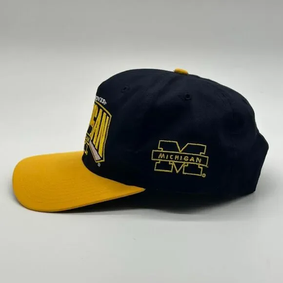 Vtg NWT Wolverines Hat Football U of Michigan Black Yellow Adj Snap Back Cap NEW - Picture 2 of 8
